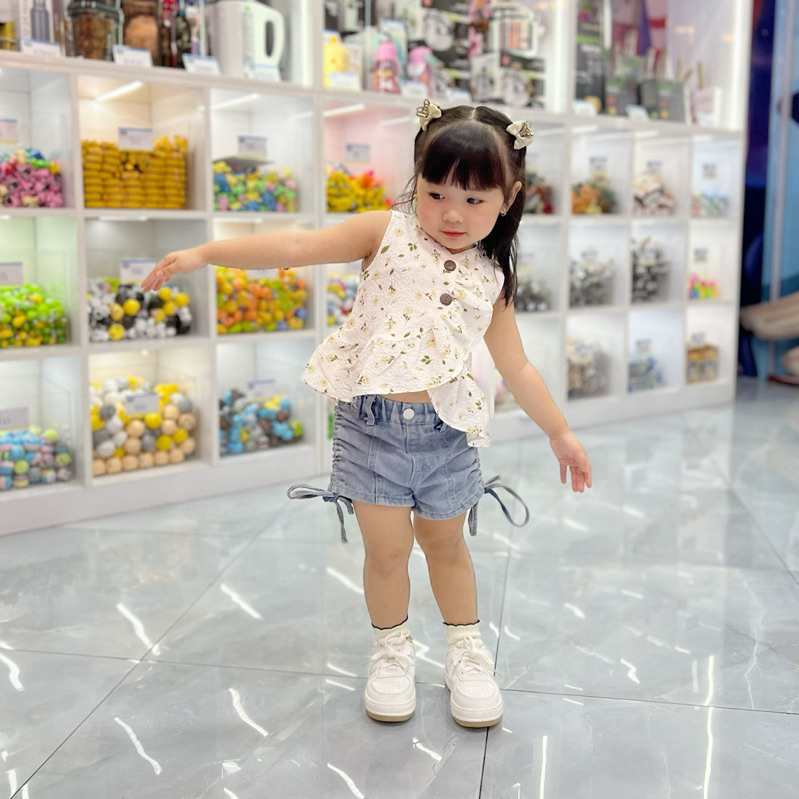 Celvekids - Top Daisy Atasan Anak Perempuan Korean Style Bahan Crinkle Viscose Usia 1-6th+