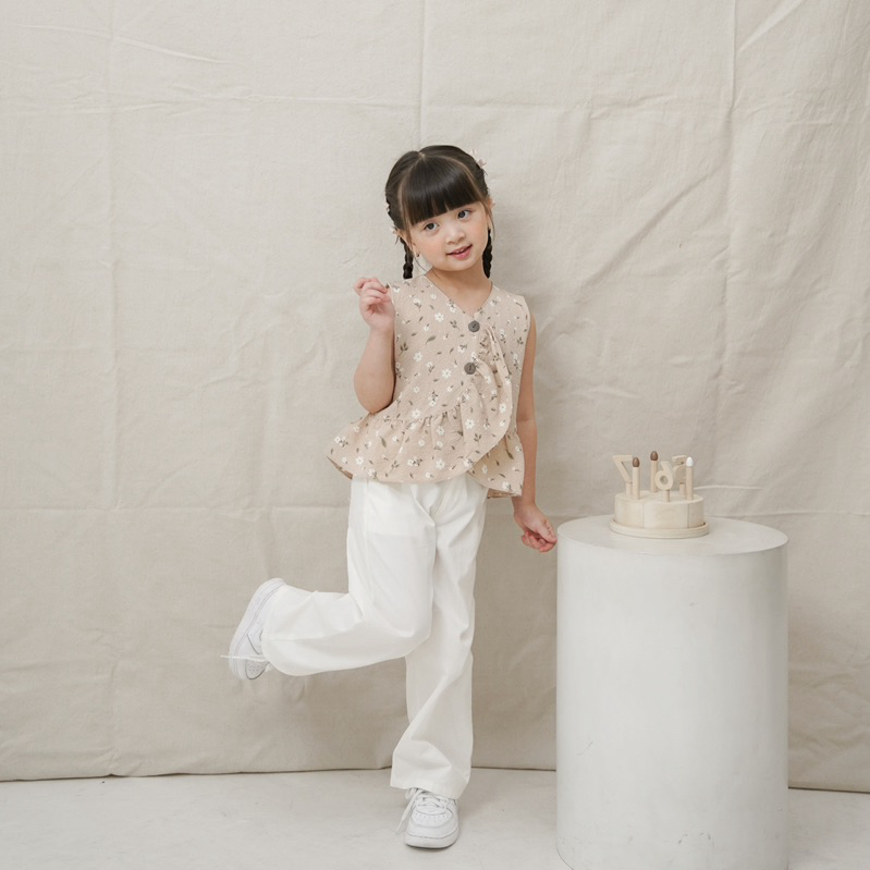 Celvekids - Top Daisy Atasan Anak Perempuan Korean Style Bahan Crinkle Viscose Usia 1-6th+