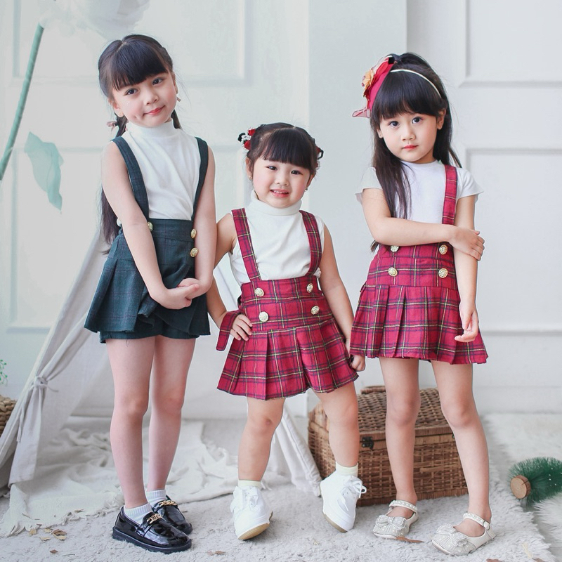 CELVEkids - Emmeline Overall skort Rok Celana ( Tanpa inner ) Anak Perempuan Korean style Bahan flanel usia 1-6th