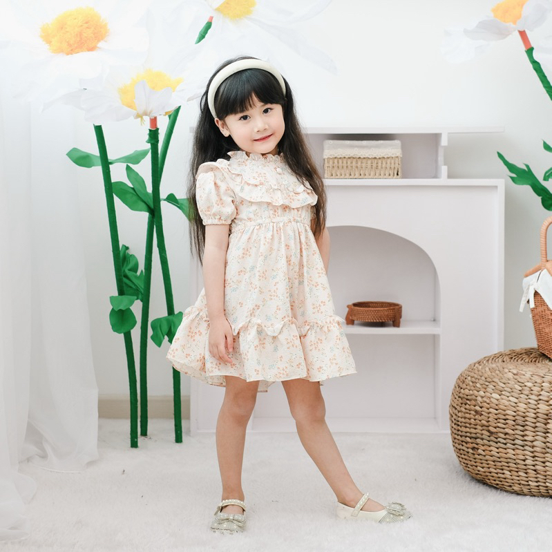 Celvekids - Cassandra Dress Anak Perempuan Korean Style Bahan Crinkle Viscose Motif Usia 1-6th