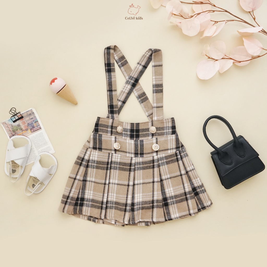 CELVEkids - Emmeline Overall skort Rok Celana ( Tanpa inner ) Anak Perempuan Korean style Bahan flanel usia 1-6th