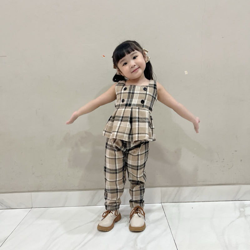 Celvekids - Stelan Molita Set Baju Celana Anak Perempuan Korean Style Flanel Usia 1-6th