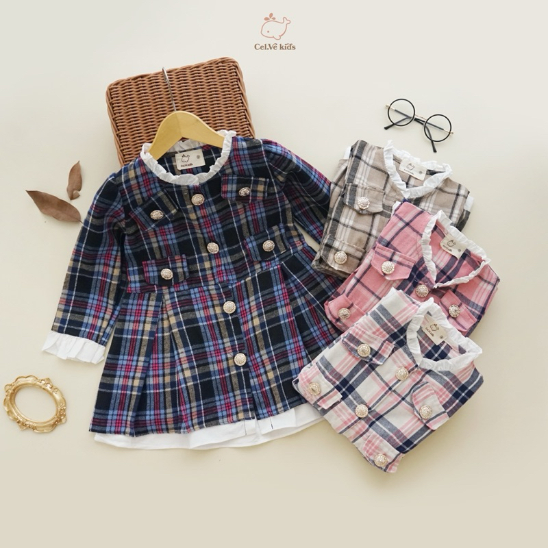 CELVEkids - Ferris Dress Baju Rok Anak Perempuan Korean style Bahan flanel usia 1-6th