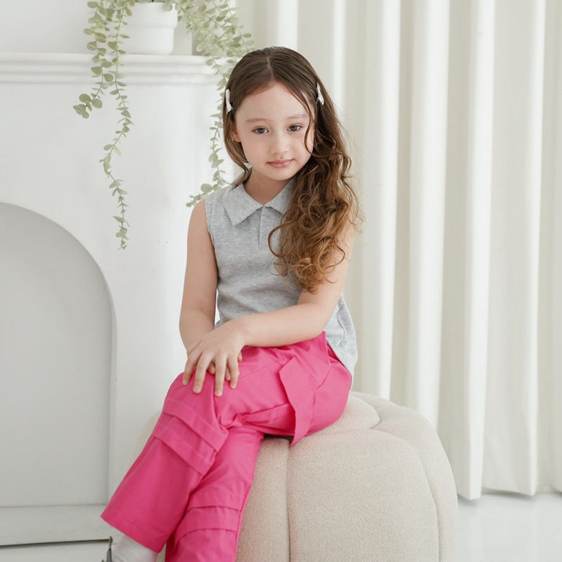 CELVEkids - Pants Ruth Celana Cargo Anak Perempuan Korean style Bahan Katun twill usia 1-6th