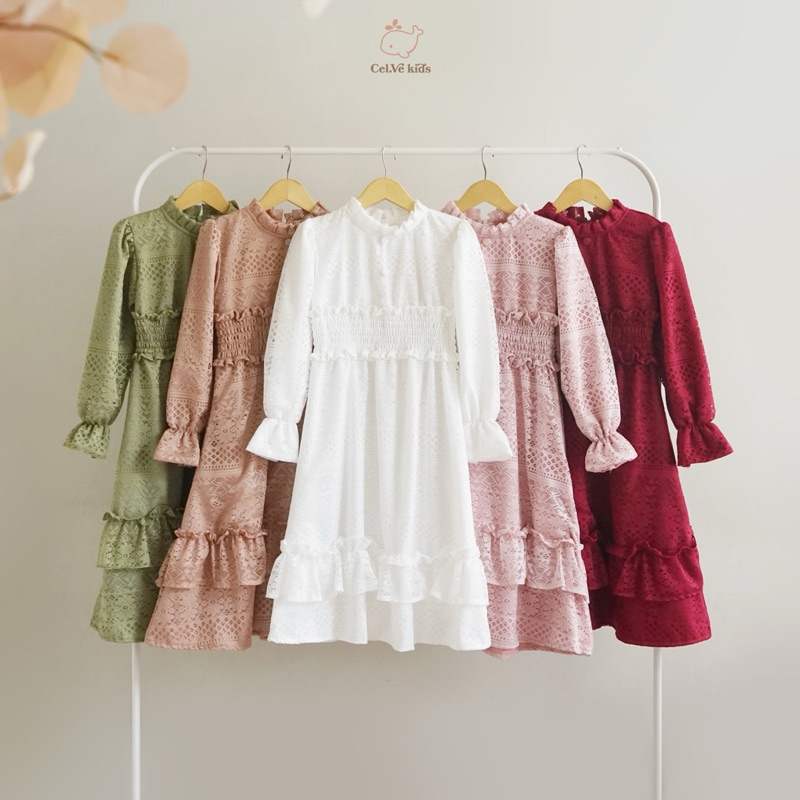 CELVEkids - SHIREEN Dress Gamis Raya Anak Perempuan Korean Style Bahan Lace Usia 1-8th