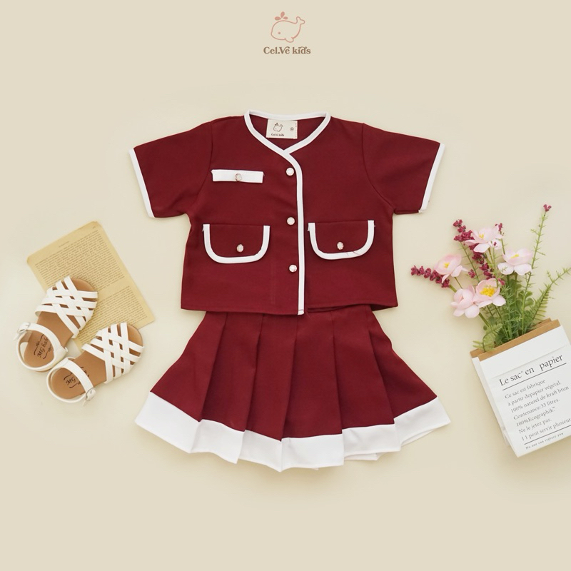 Celvekids - Stelan Elona Set Baju Rok Celana Anak Perempuan Korean Style Semiwool Usia 1-8th