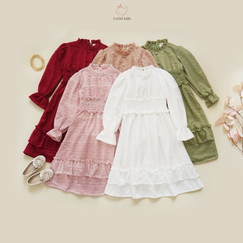 CELVEkids - SHIREEN Dress Gamis Raya Anak Perempuan Korean Style Bahan Lace Usia 1-8th