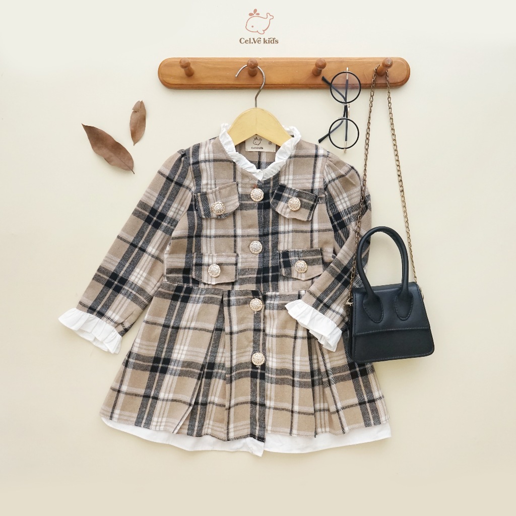 CELVEkids - Ferris Dress Baju Rok Anak Perempuan Korean style Bahan flanel usia 1-6th