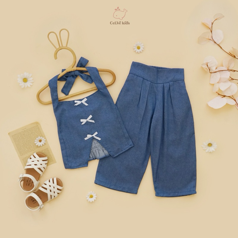 CELVEkids - Stelan DOROTHY Set Baju Celana Anak Perempuan Korean style Denim usia 1-8th