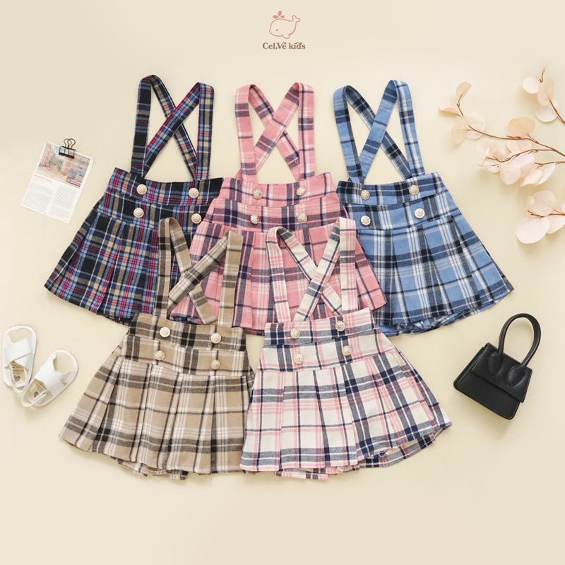 CELVEkids - Emmeline Overall skort Rok Celana ( Tanpa inner ) Anak Perempuan Korean style Bahan flanel usia 1-6th