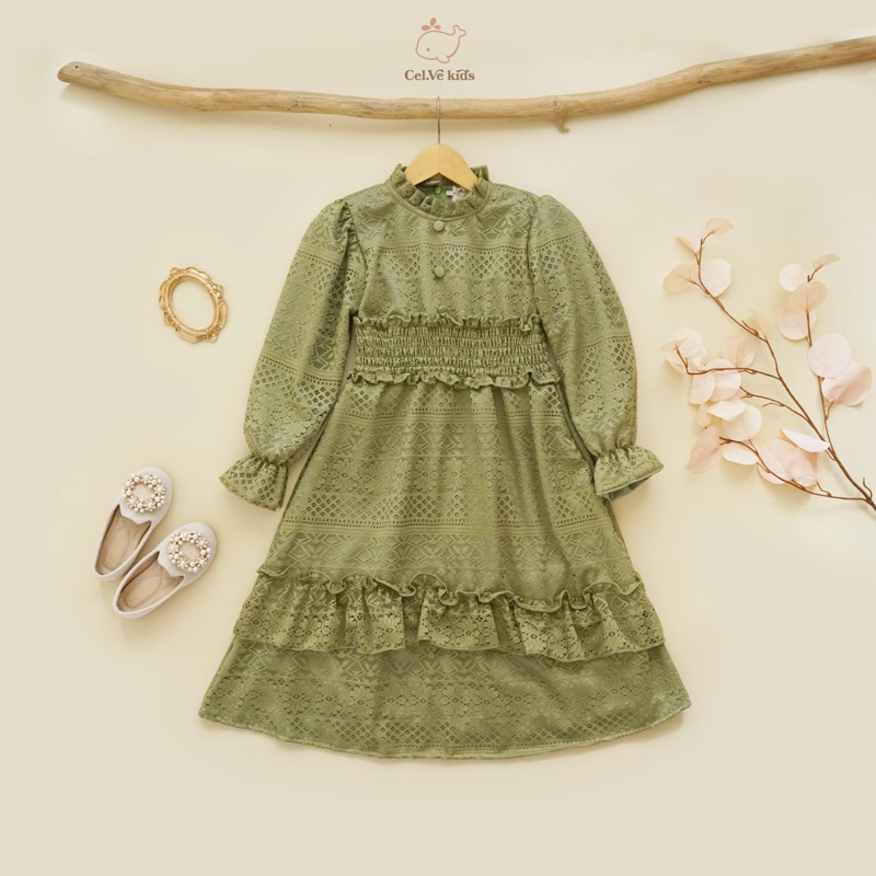 CELVEkids - SHIREEN Dress Gamis Raya Anak Perempuan Korean Style Bahan Lace Usia 1-8th