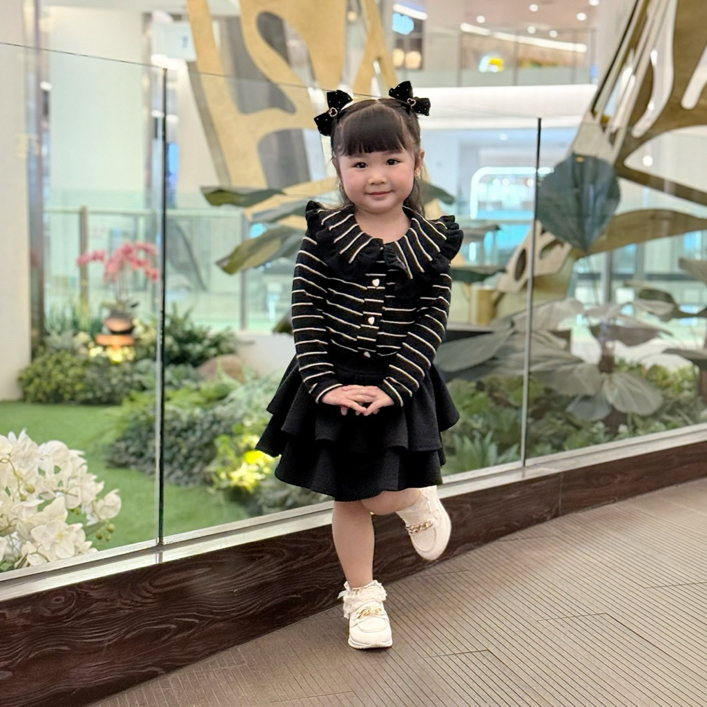 CELVEkids - Stelan Carmel Set Cardigan Rok Anak Perempuan Korean style Bahan knit usia 1-8th