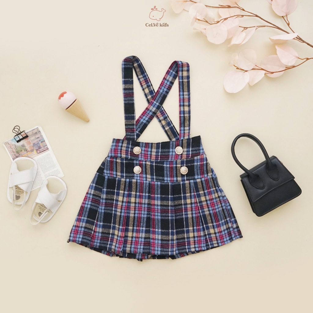 CELVEkids - Emmeline Overall skort Rok Celana ( Tanpa inner ) Anak Perempuan Korean style Bahan flanel usia 1-6th