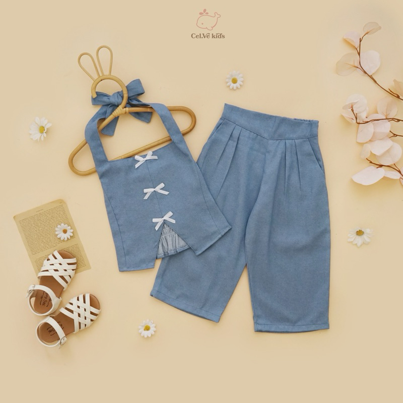 CELVEkids - Stelan DOROTHY Set Baju Celana Anak Perempuan Korean style Denim usia 1-8th