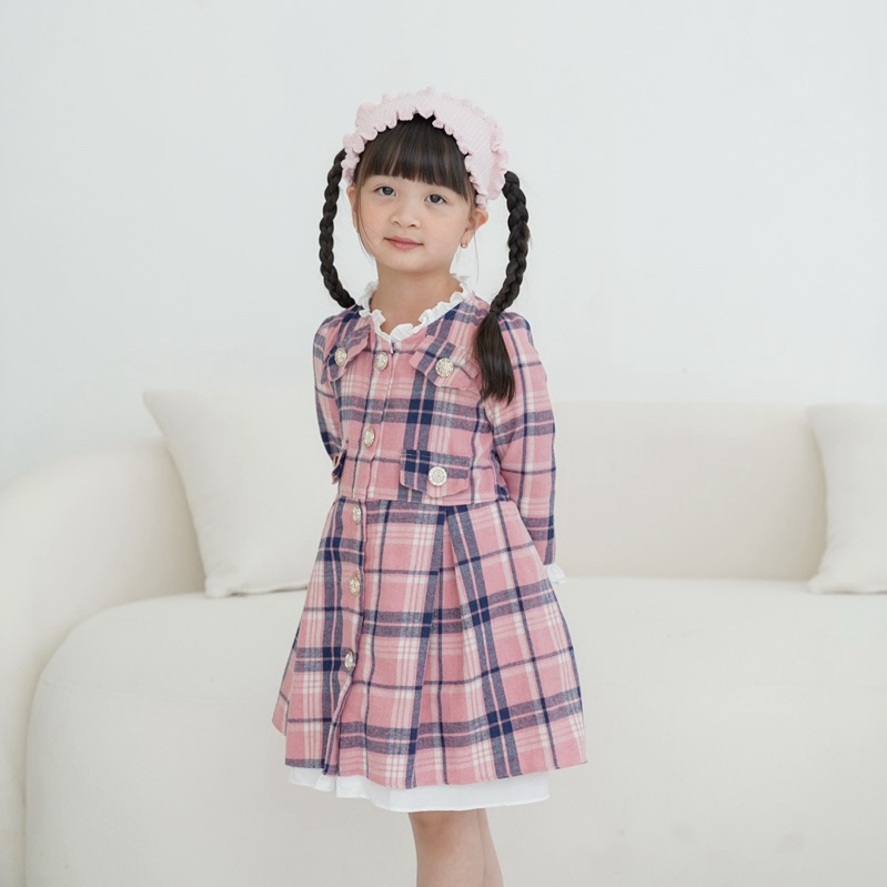 CELVEkids - Ferris Dress Baju Rok Anak Perempuan Korean style Bahan flanel usia 1-6th