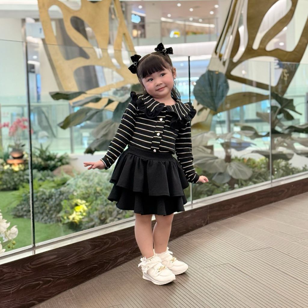 CELVEkids - Stelan Carmel Set Cardigan Rok Anak Perempuan Korean style Bahan knit usia 1-8th