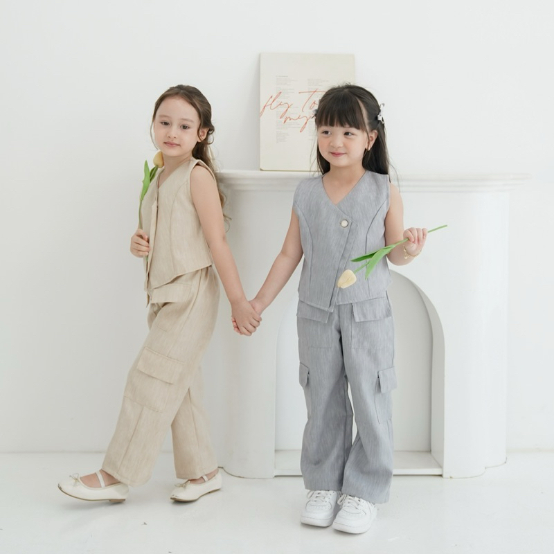 CELVEkids - Stelan Hillary Set Baju Celana Anak Perempuan Korean style semiwool usia 1-8th