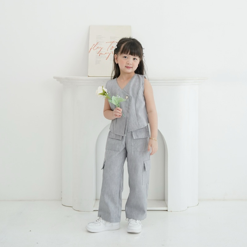 CELVEkids - Stelan Hillary Set Baju Celana Anak Perempuan Korean style semiwool usia 1-8th
