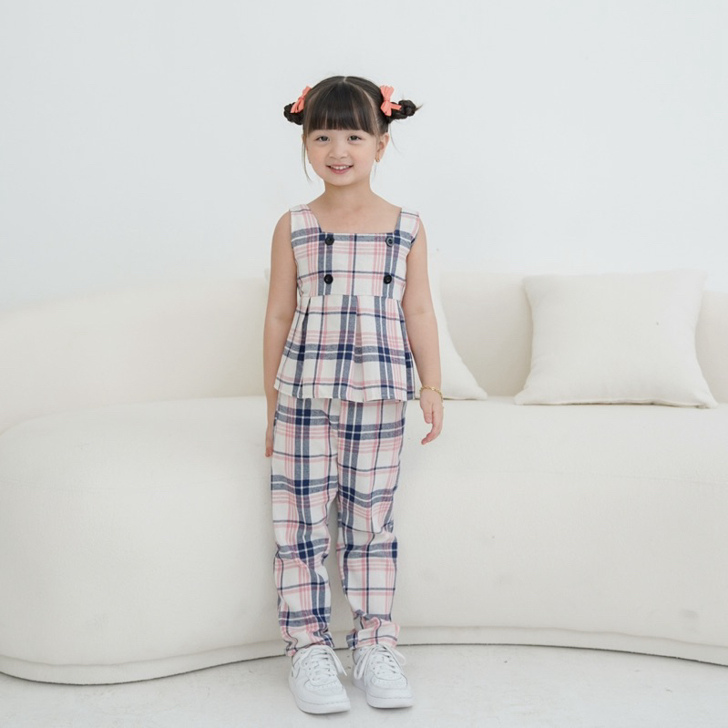 Celvekids - Stelan Molita Set Baju Celana Anak Perempuan Korean Style Flanel Usia 1-6th
