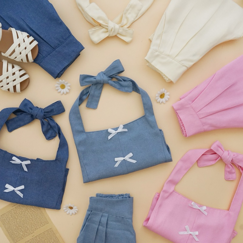 CELVEkids - Stelan DOROTHY Set Baju Celana Anak Perempuan Korean style Denim usia 1-8th