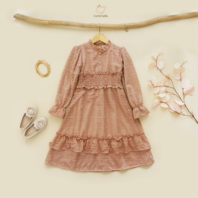 CELVEkids - SHIREEN Dress Gamis Raya Anak Perempuan Korean Style Bahan Lace Usia 1-8th