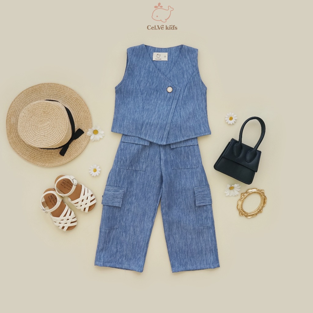 CELVEkids - Stelan Hillary Set Baju Celana Anak Perempuan Korean style semiwool usia 1-8th