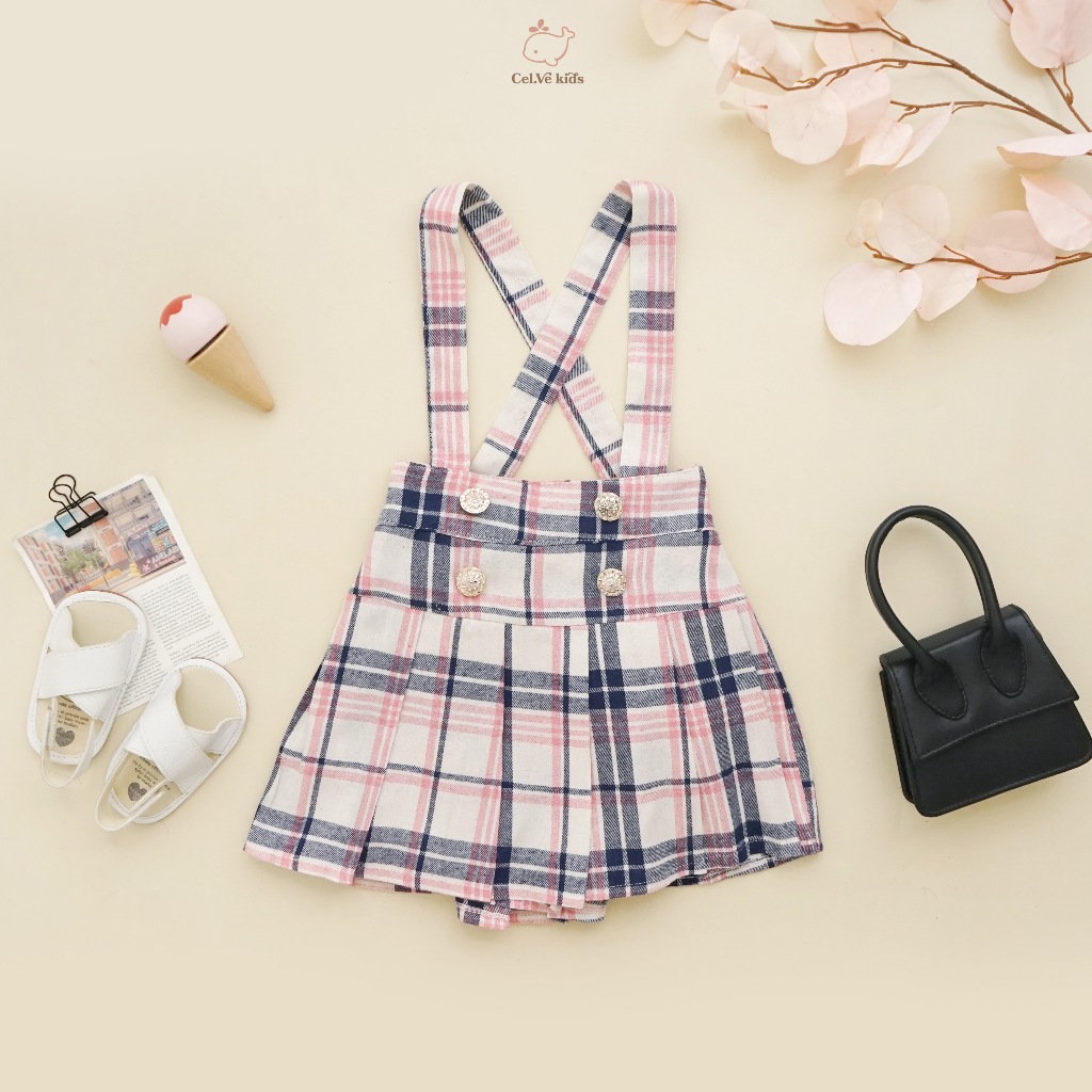 CELVEkids - Emmeline Overall skort Rok Celana ( Tanpa inner ) Anak Perempuan Korean style Bahan flanel usia 1-6th
