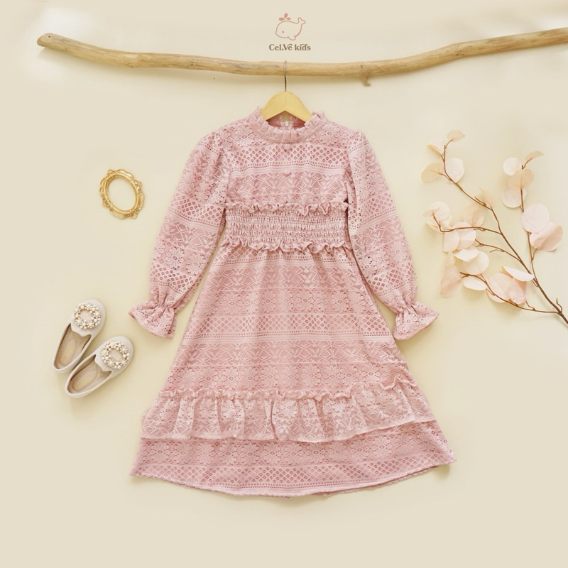 CELVEkids - SHIREEN Dress Gamis Raya Anak Perempuan Korean Style Bahan Lace Usia 1-8th