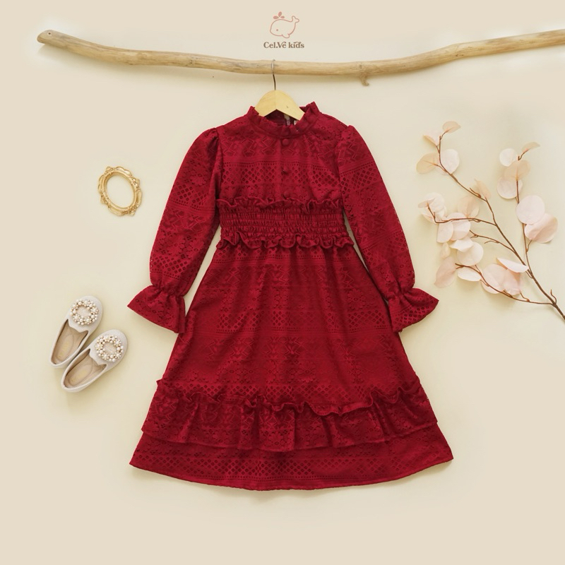 CELVEkids - SHIREEN Dress Gamis Raya Anak Perempuan Korean Style Bahan Lace Usia 1-8th