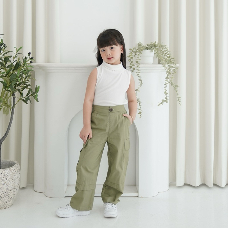 CELVEkids - Pants Ruth Celana Cargo Anak Perempuan Korean style Bahan Katun twill usia 1-6th