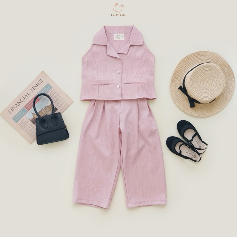 Celvekids - Stelan Nicole Set Baju Rok Celana Anak Perempuan Korean Style Semiwool Usia 1-6th