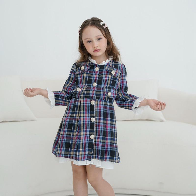 CELVEkids - Ferris Dress Baju Rok Anak Perempuan Korean style Bahan flanel usia 1-6th