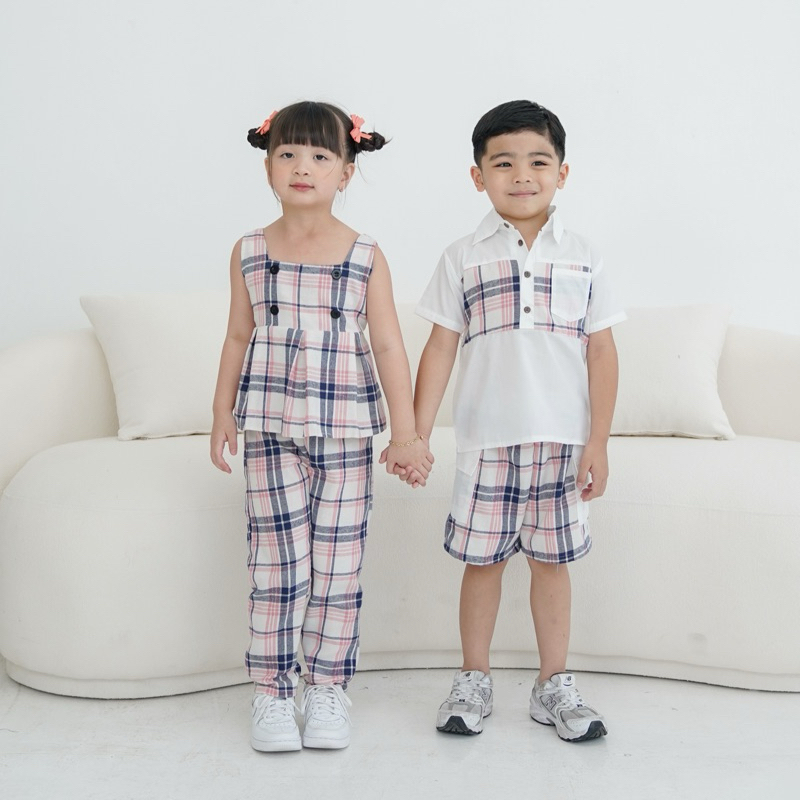 Celvekids - Stelan Molita Set Baju Celana Anak Perempuan Korean Style Flanel Usia 1-6th