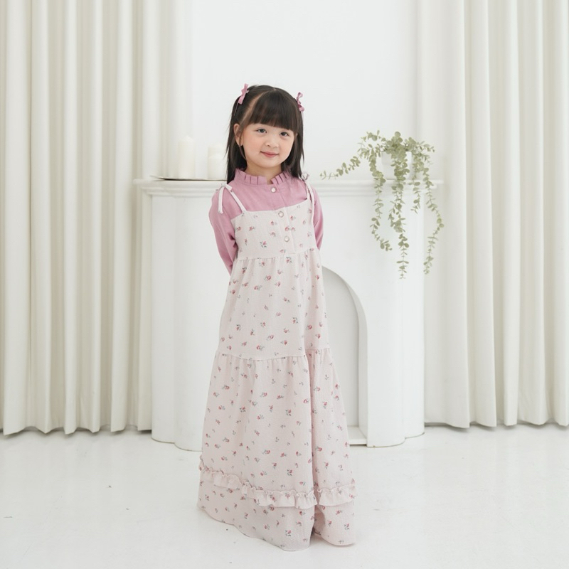 CELVEkids - Raisa Dress Gamis Raya Anak Perempuan Korean Style Bahan Crinkle viscose + Linen Usia 1-8th