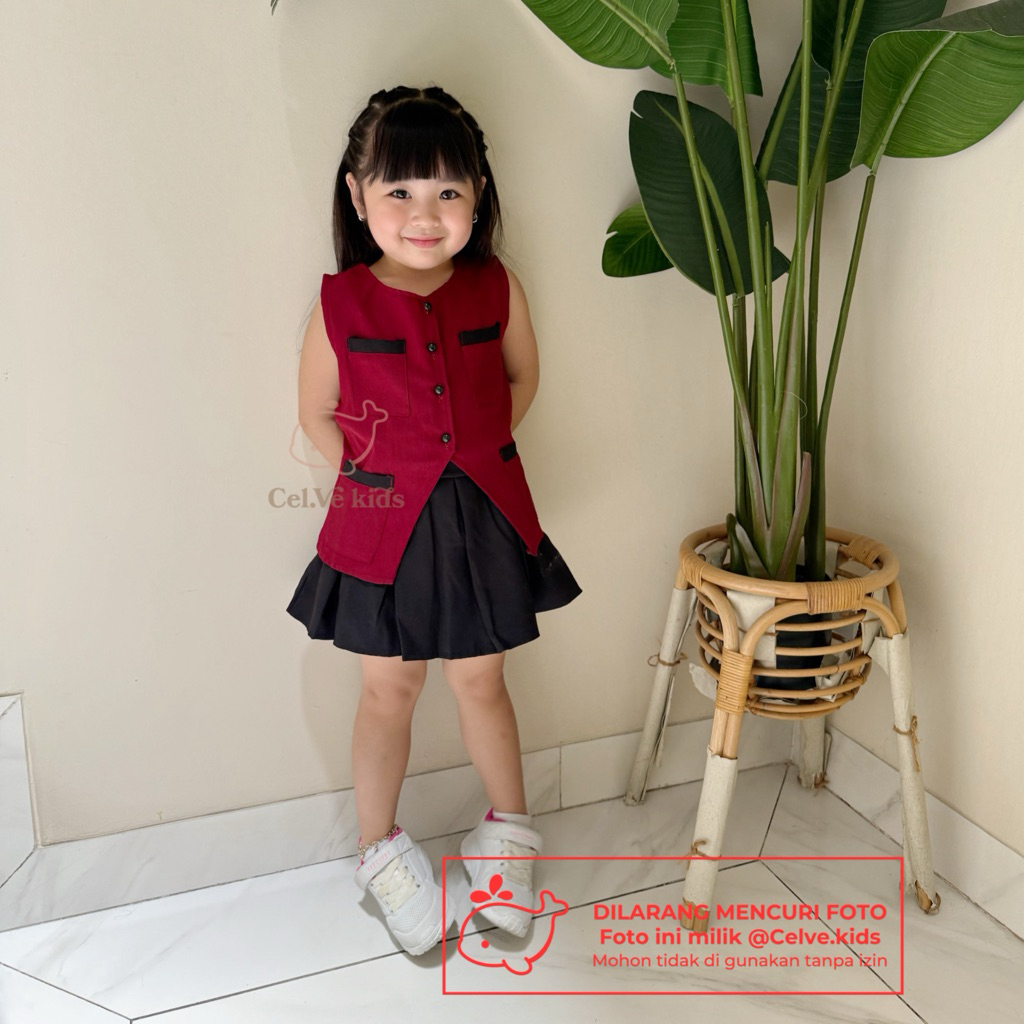 CELVEkids - Stelan Revina Set Baju rok celana Anak Perempuan Korean style semiwool usia 1-8th