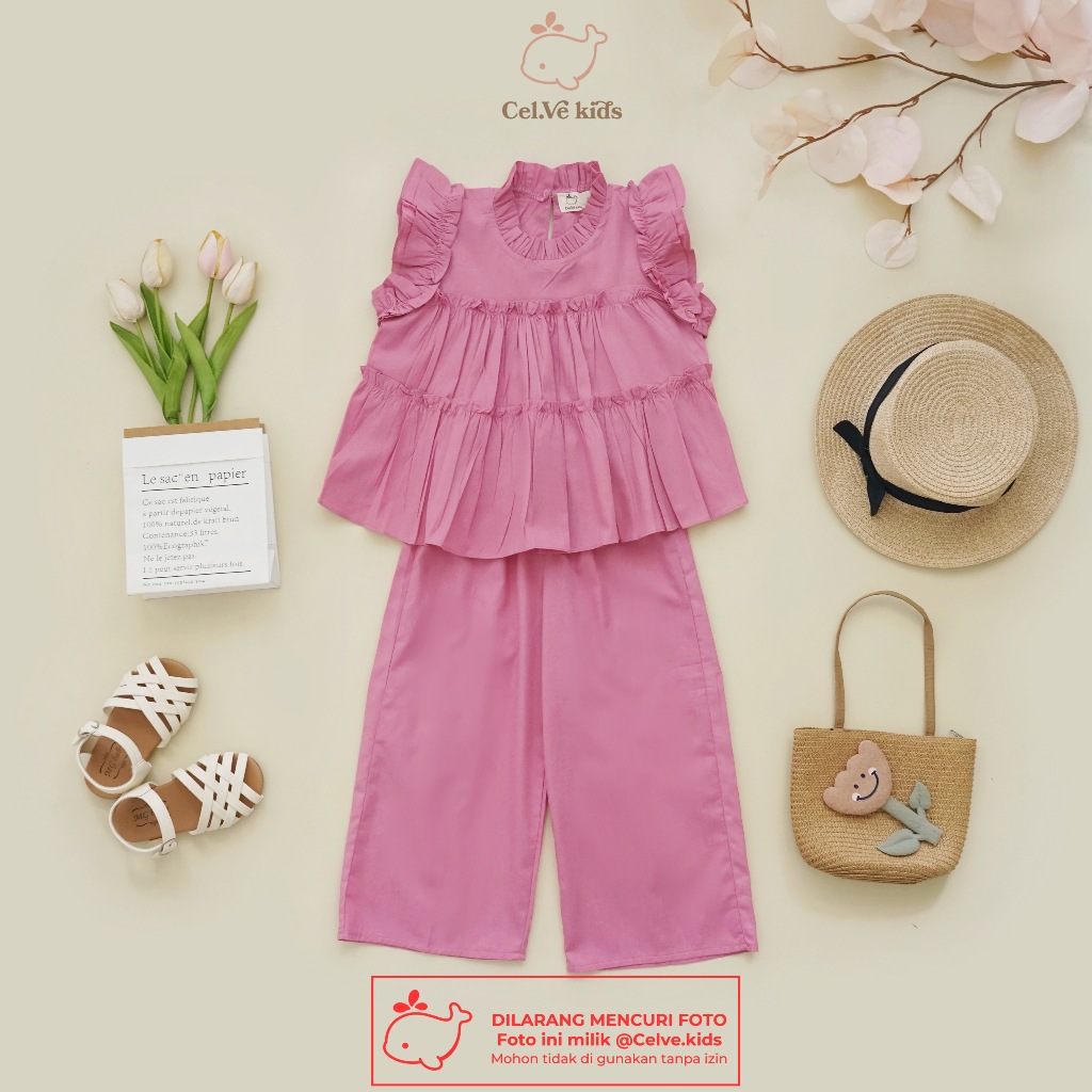 CELVEkids - Stelan Fronie Set Baju Anak Perempuan Korean style Bahan katun poplin usia 1-8th
