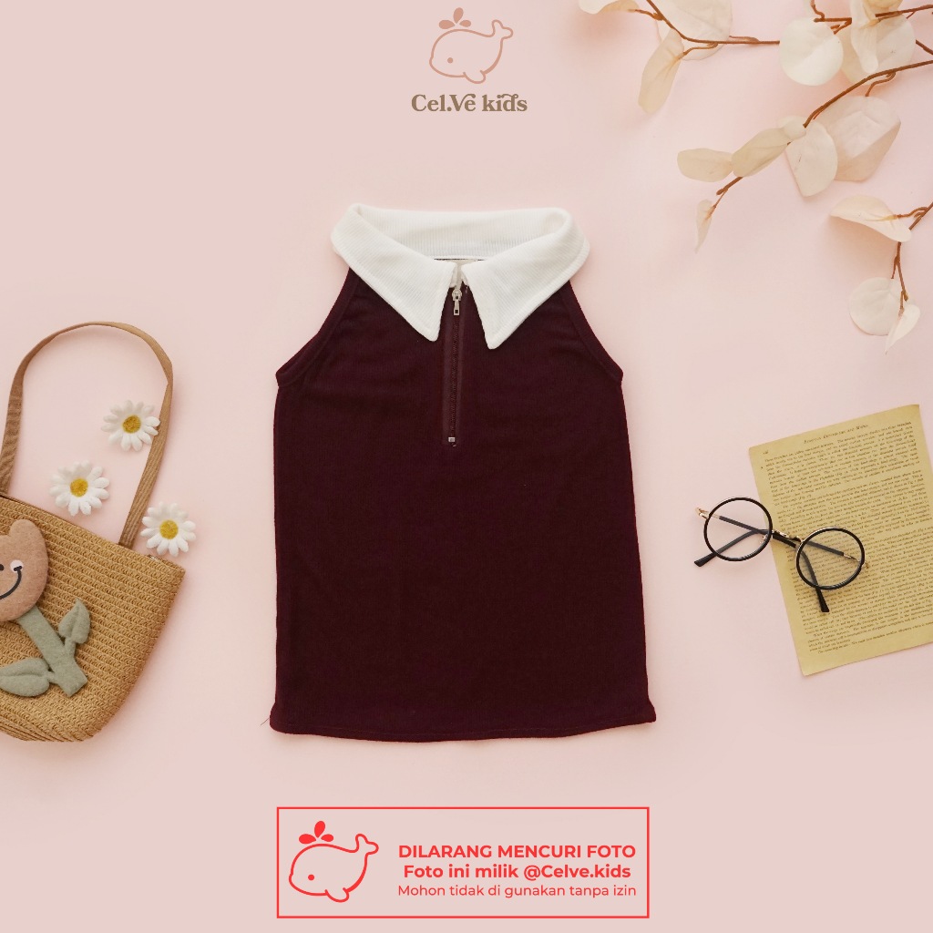Celvekids - Top ZEEVA Atasan Anak Perempuan Korean Style Bahan Knit Zipper Usia 1-8th