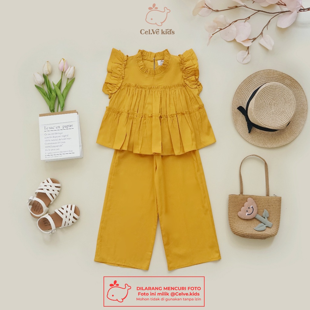 CELVEkids - Stelan Fronie Set Baju Anak Perempuan Korean style Bahan katun poplin usia 1-8th