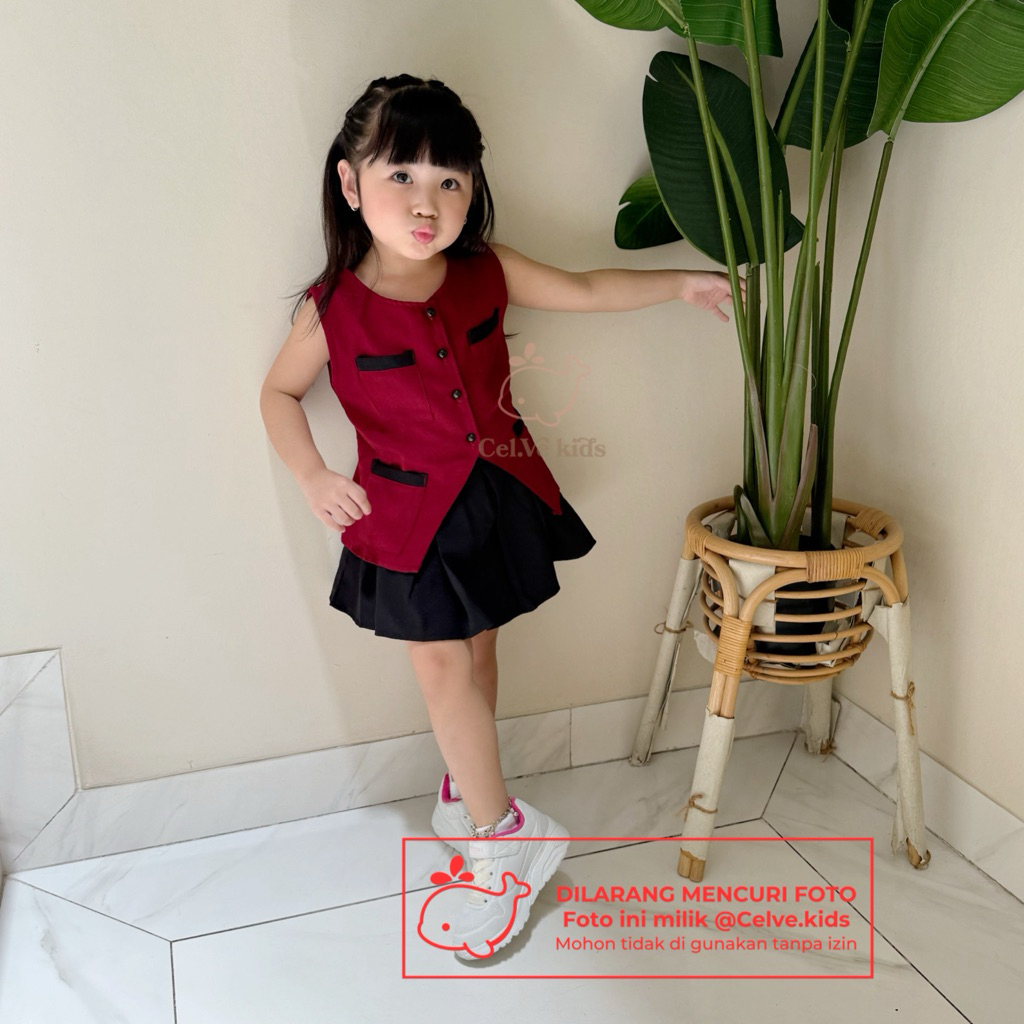 CELVEkids - Stelan Revina Set Baju rok celana Anak Perempuan Korean style semiwool usia 1-8th