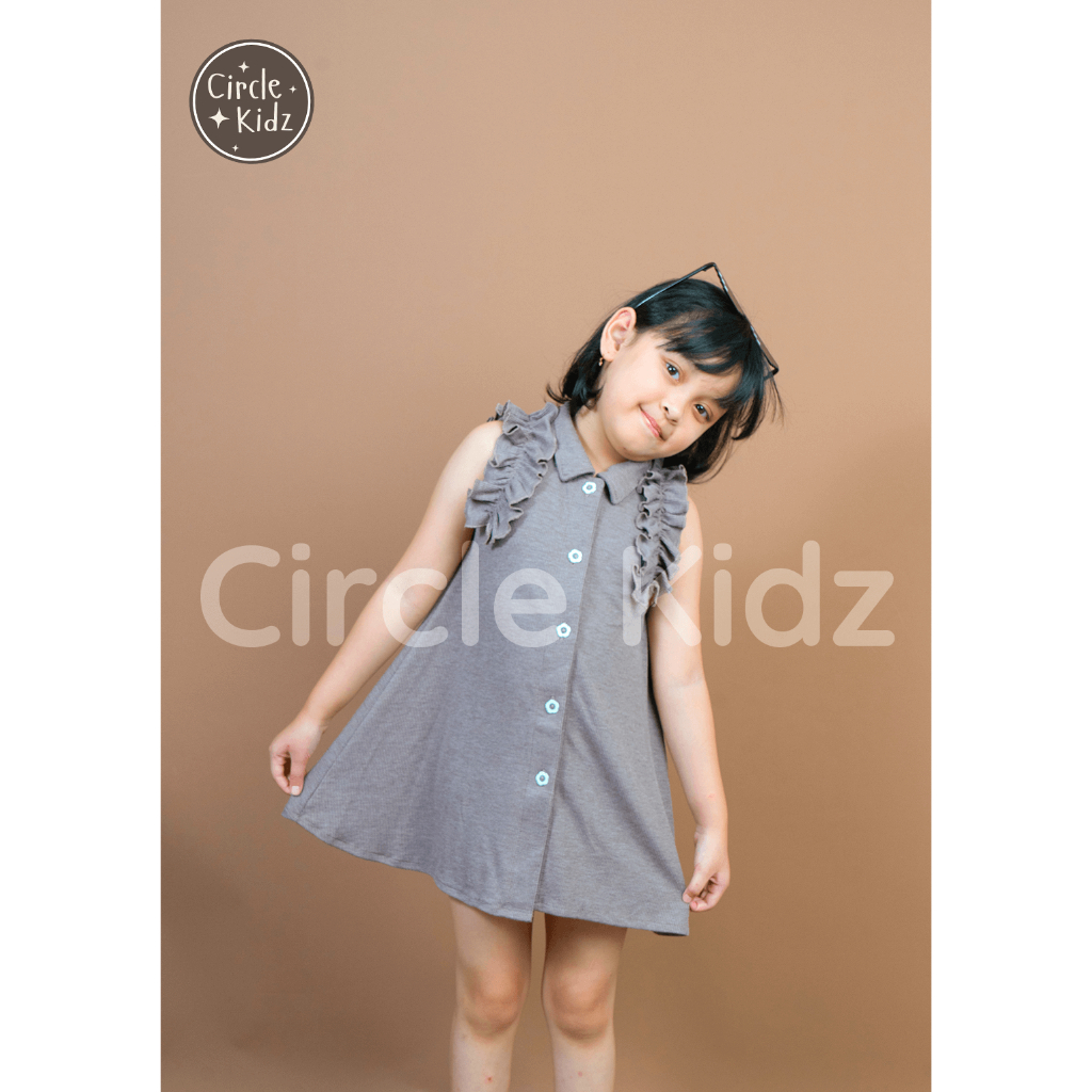 Circle Kidz Livia Dress| Setelan Anak Perempuan Rib Knit Adem untuk Baju Harian