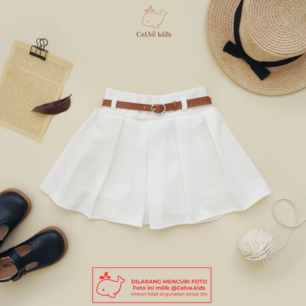 Celvekids - Skort Irish Rok Celana + Belt Anak Perempuan Korean Style Semiwool Usia 1-6th