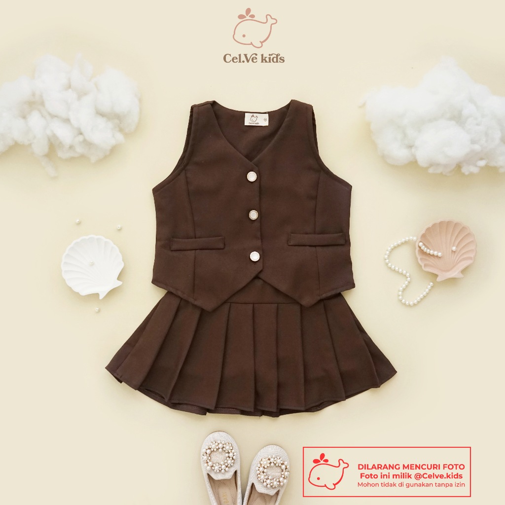 CELVEkids - Stelan Jolene Set Baju rok celana Anak Perempuan Korean style semiwool usia 1-12th