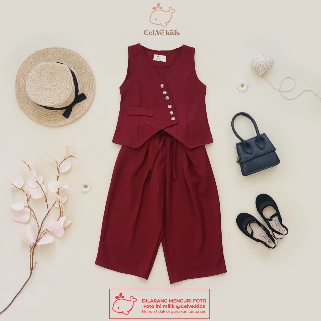 CELVEkids - Stelan Andrea Set Baju rok celana Anak Perempuan Korean style semiwool usia 1-8th