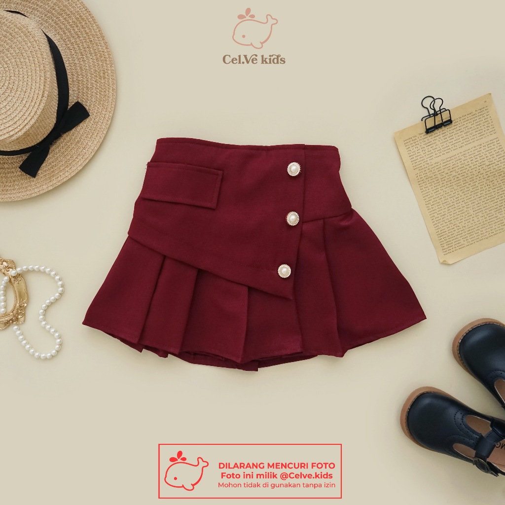 CELVEkids - Skort Agatha Rok Celana Anak Perempuan Korean style semiwool usia 1-6th