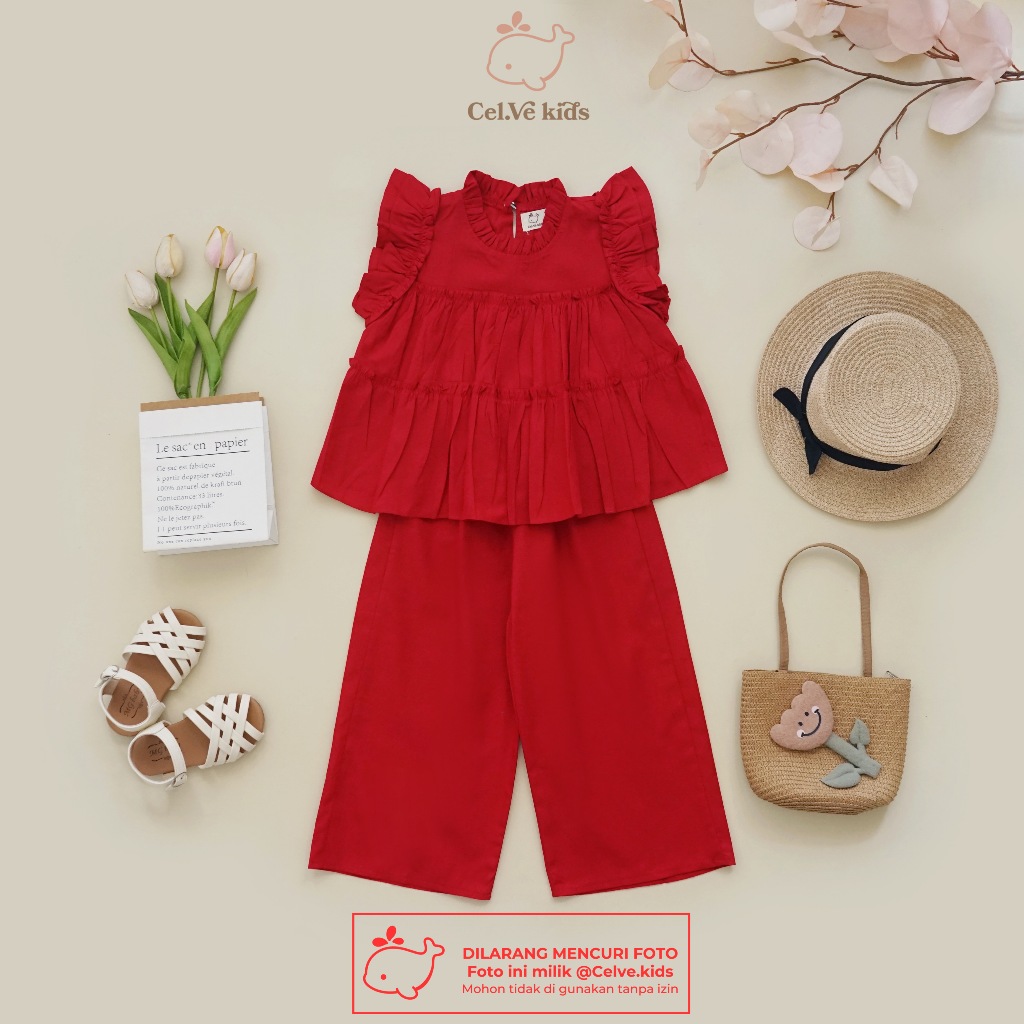 CELVEkids - Stelan Fronie Set Baju Anak Perempuan Korean style Bahan katun poplin usia 1-8th