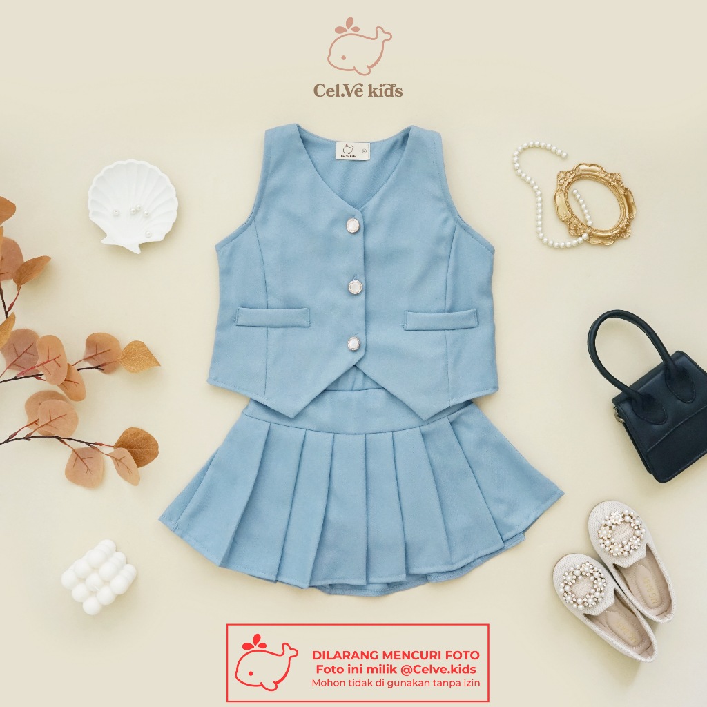 CELVEkids - Stelan Jolene Set Baju rok celana Anak Perempuan Korean style semiwool usia 1-12th
