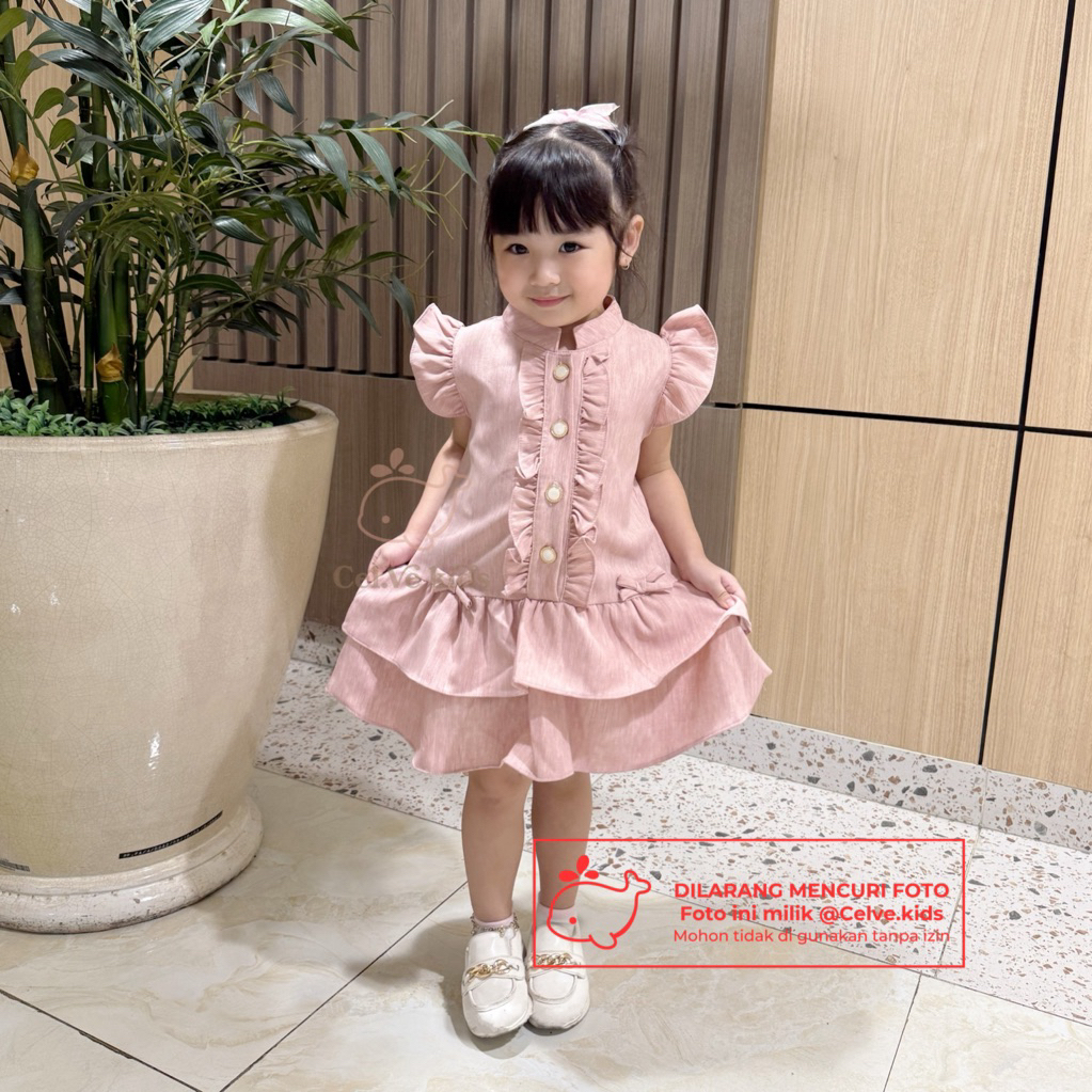 Celvekids - Dress Viola Baju Rok Anak Perempuan Korean Style Semiwool Usia 1-8th