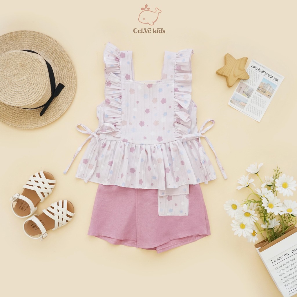 CELVEkids - Stelan Carolyn Set Baju Anak Perempuan Korean style Bahan Elora + Linen usia 1-8th
