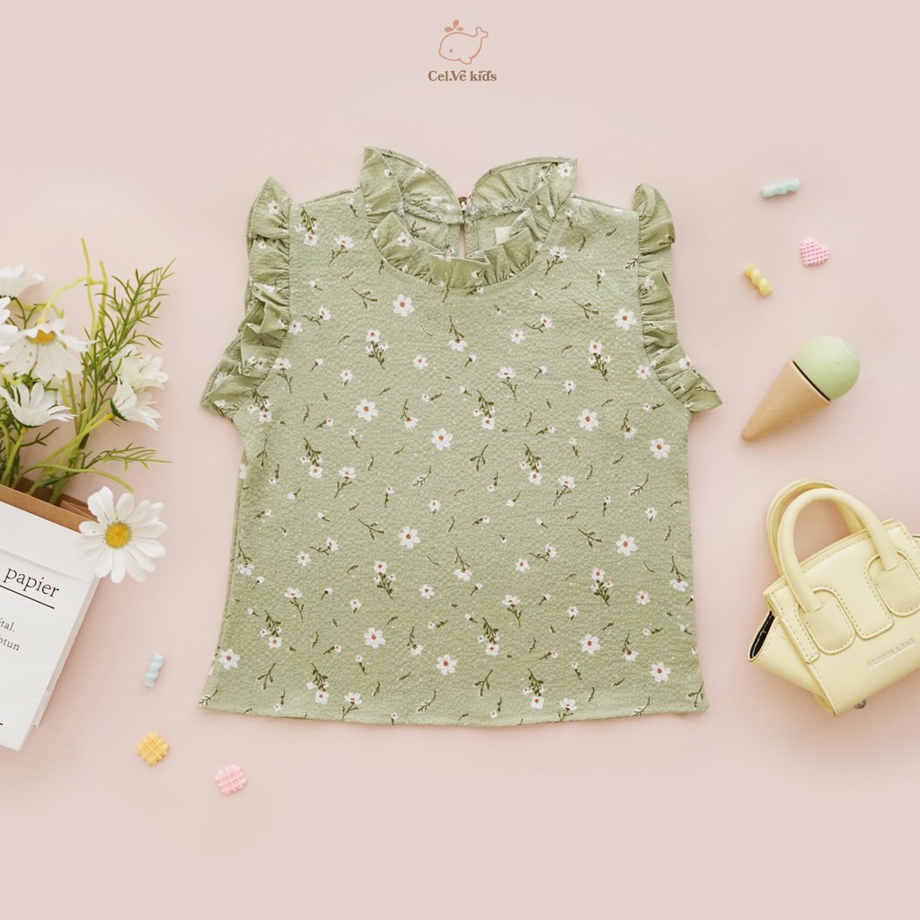 CELVEkids - Top Peony Atasan Anak Perempuan Korean style Bahan crinkle viscose usia 1-6th+