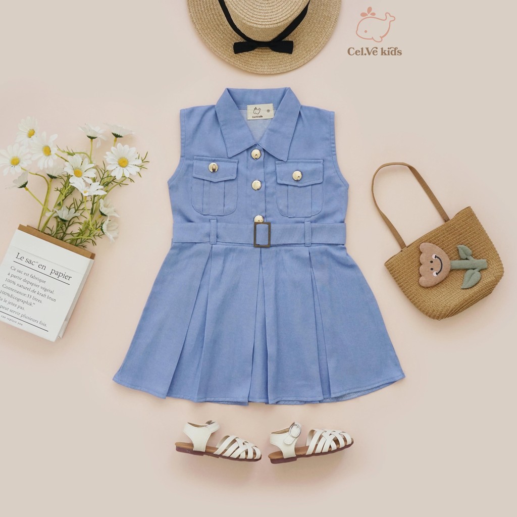CELVEkids - Dress Floretta  Anak Perempuan Korean style Denim usia 1-8th